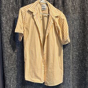 ONLY & SONS Mustard and White Striped Button Down Shirt